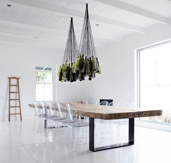 26.) Recycle used wine bottles as a classy chandelier.
