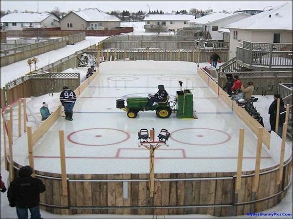 4.) An ice hockey rink: You might want to own a zamboni for this one.