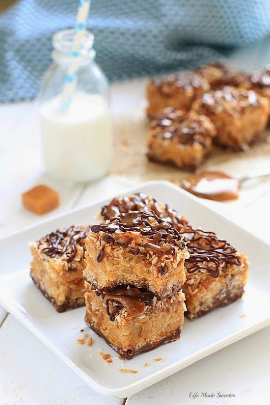 No-Bake Samoa Peanut Butter Cereal Bars