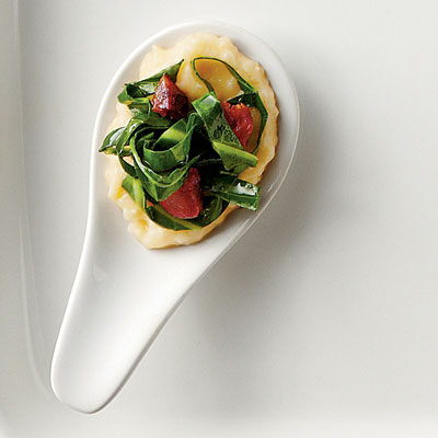 Or serve grits and greens on a tasting spoon.