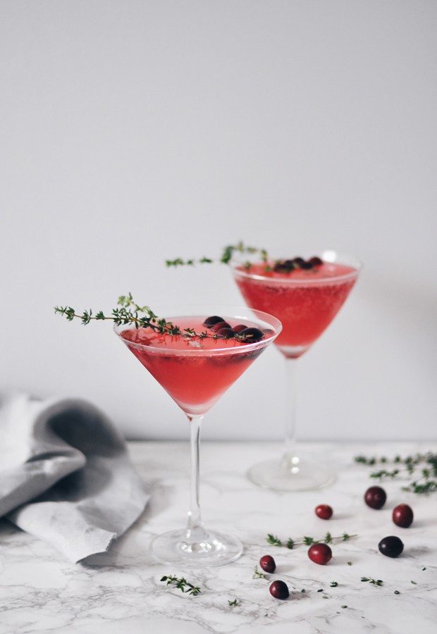 Does it get more festive than cranberry, gin and thyme cocktails?