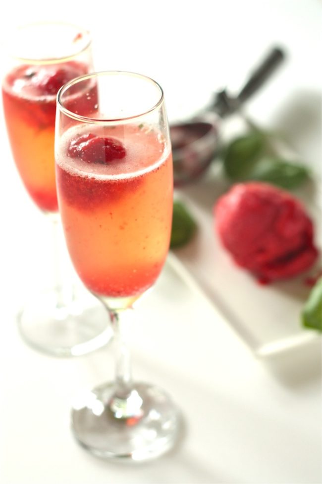 This strawberry basil sorbet Bellini will help you sweeten up your champagne even more on the big night.