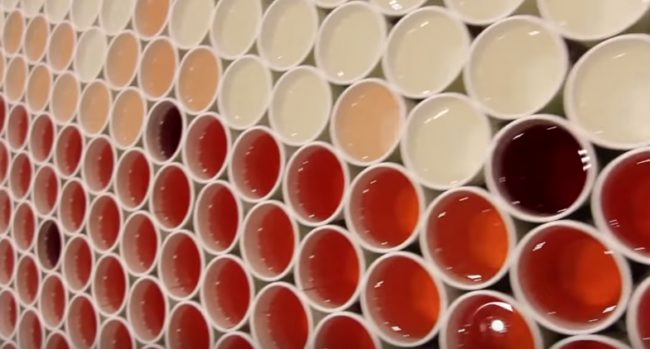 And with 1 kilogram of vegetable dye, they created different colors to simulate impurities found in water all over the planet.