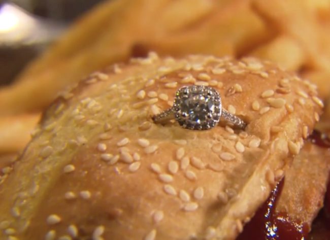 It comes complete with a designer diamond ring stuck right there in the bun, and the restaurant requires 48 hours' notice if you plan on taking them up on it.