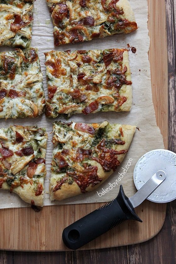 This chicken pizza has bacon-basil pesto AND bacon as a topping. Need I say more?