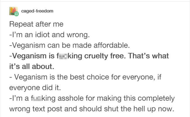 ...as much as some vegans (the key word being some, not all) disagree.