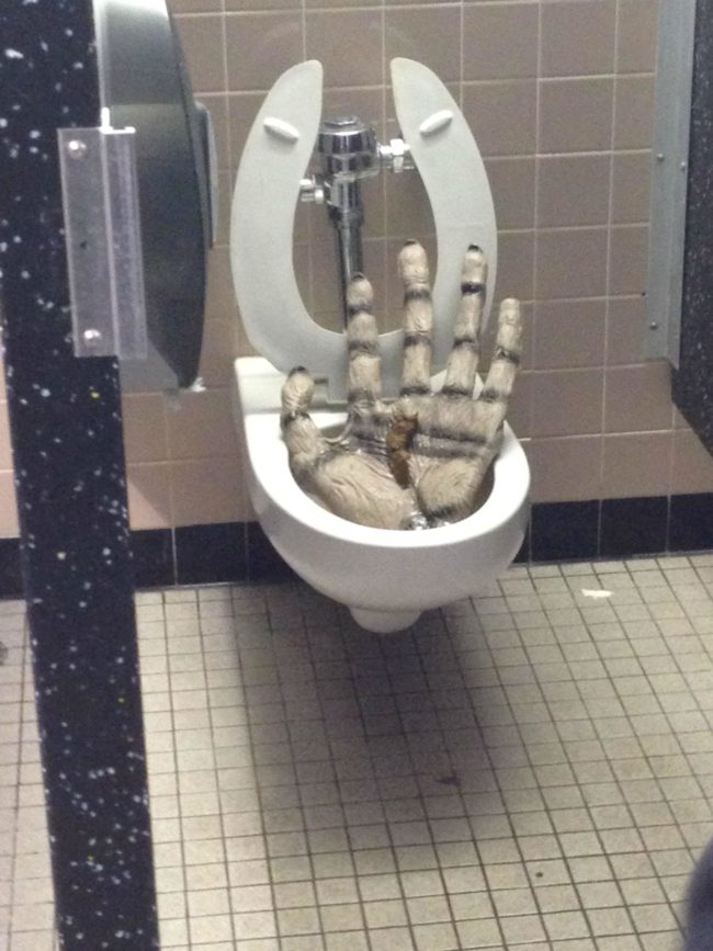 This was in a school bathroom.