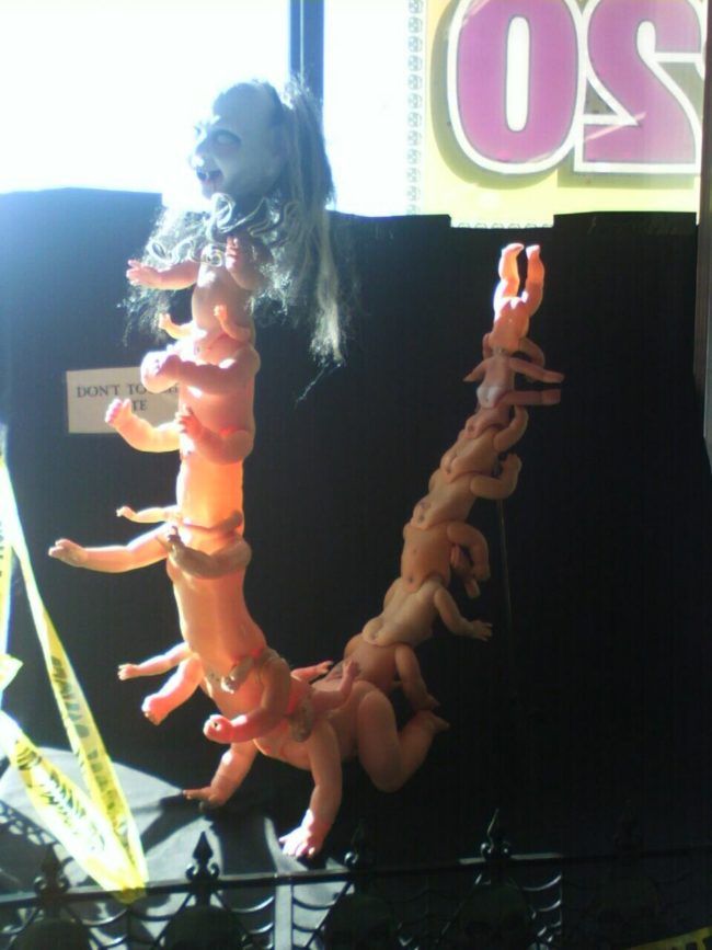 An old lady made this monstrosity and took it to work to display it.