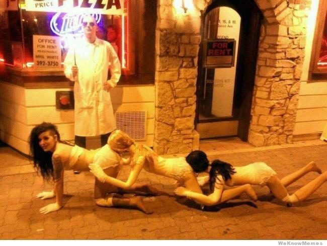 "The Human Centipede" really, really shouldn't be a costume.