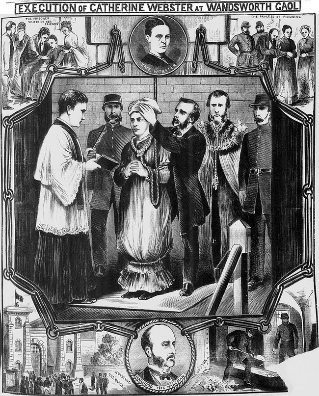 Webster then proceeded to pawn off Thomas' stuff while disguised in her clothing. The neighborhood grew wise and she was eventually caught after fleeing to Ireland for a hot second. When the noose was wrapped around her neck, the Victorian public cheered.