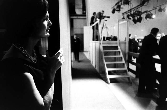 1960 - Jackie Kennedy watching her husband debate Richard Nixon.