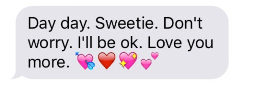 Last text sent from a grandmother going into heart surgery. She died a few days later.