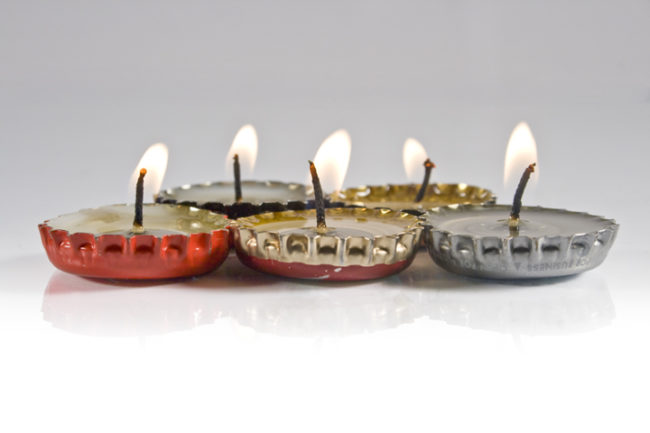 Mini bottle top candles are super easy to make.