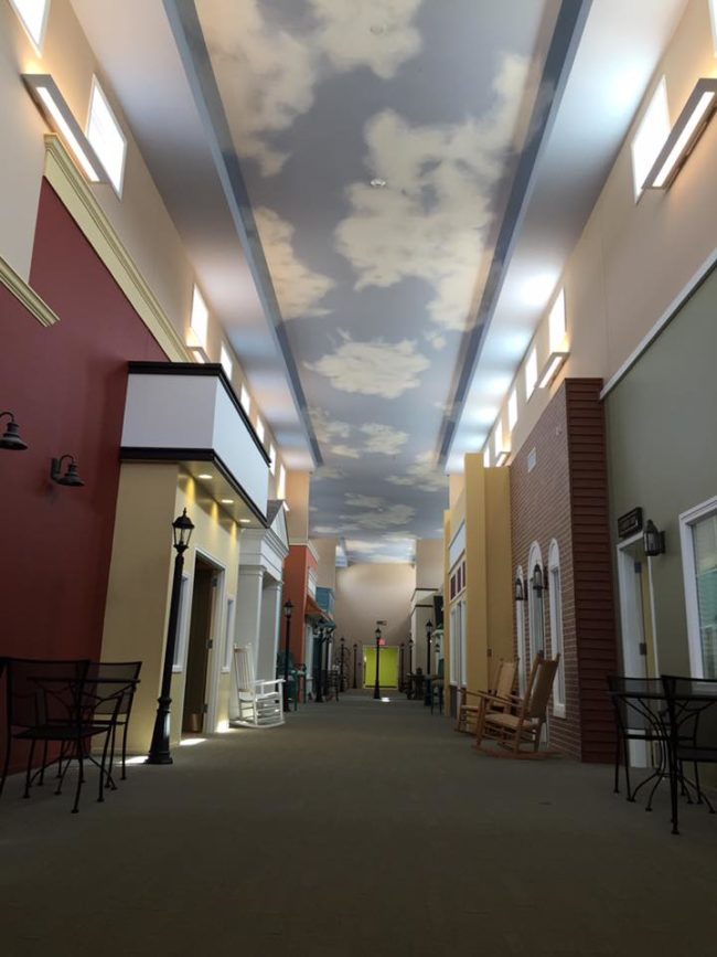 A special fiber optic lighting system is used to simulate clouds in the sky, and it even brings out dazzling stars at night.