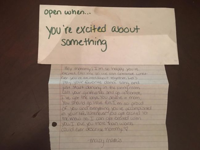 The grieving mom has opened just a few of the 25 letters so far.