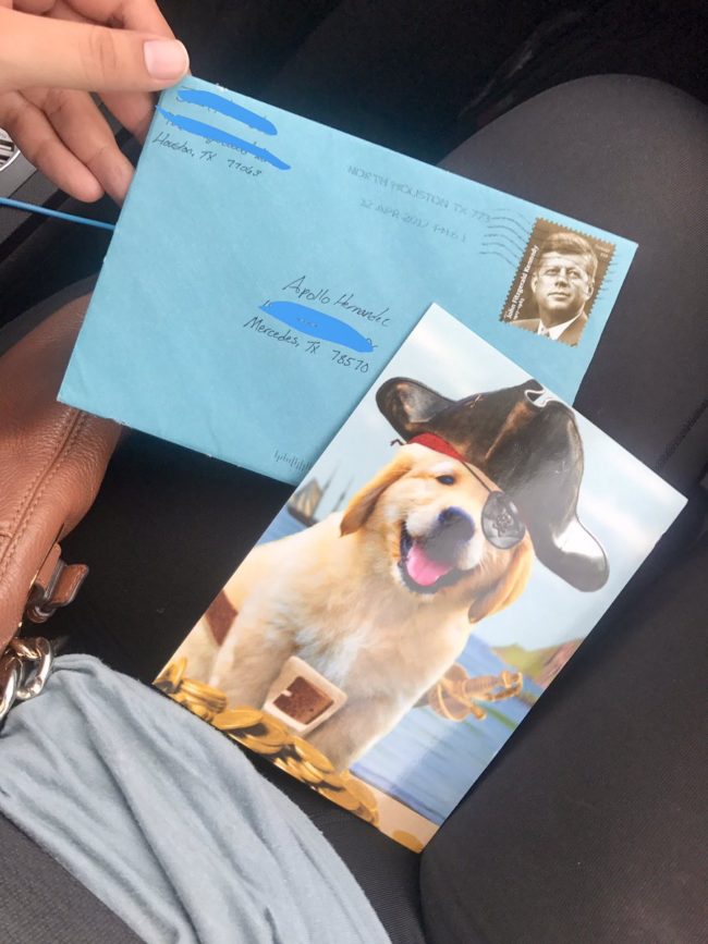 When they began living apart, Juan went to see Apollo every time he was in town visiting family. He also started sending cards and Petco gift cards to Apollo every year on his birthday.