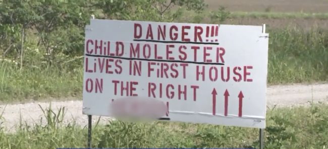 When the local branch of Crimes Against Children shot down Kitchens’ claims due to his daughter’s age, this father took things into his own hands and created a sign warning others about the sexual predator living in their neighborhood.