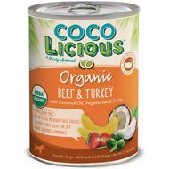 The second is the 13-ounce can of Cocolicious Chicken & Beef dog food, lot number 0134E15 23713, manufactured in 2015 with an expiration date of August 2019.