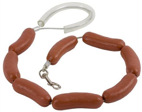 How can you make your daily walk more exciting? Use a leash made out of hot dogs. This is great for all the dachshund dads out there!