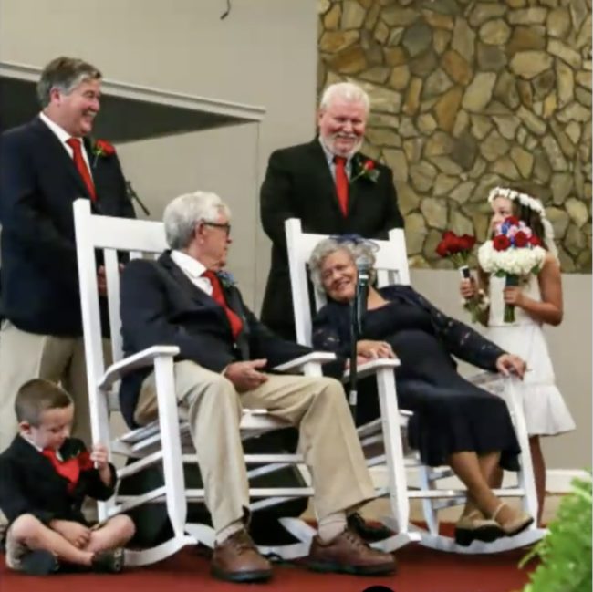 Smith’s daughter officiated the wedding as more than 50 family members came to witness the happy couple recite their vows.