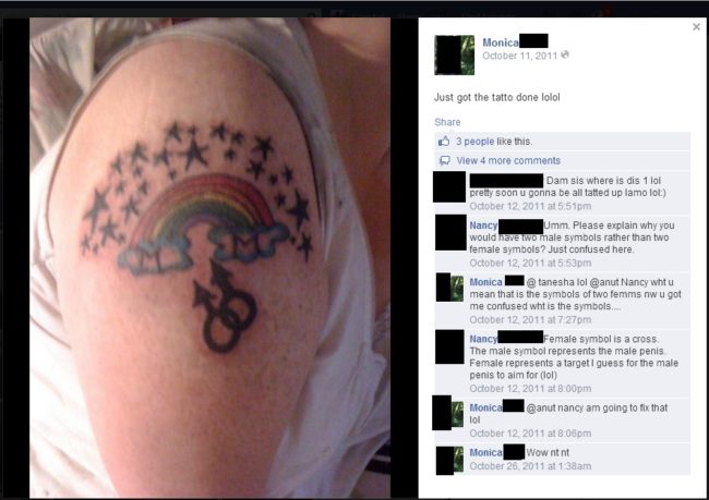 When your lesbian tattoo ends up featuring gay male symbols instead.