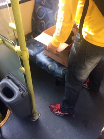 The bus official asked to see what was inside. The man replied softly, "I found it abandoned, and it's a puppy. I'll take it home." He was afraid he'd get kicked off or have to leave the dog behind, but no one on the bus wanted him to leave after hearing his explanation.