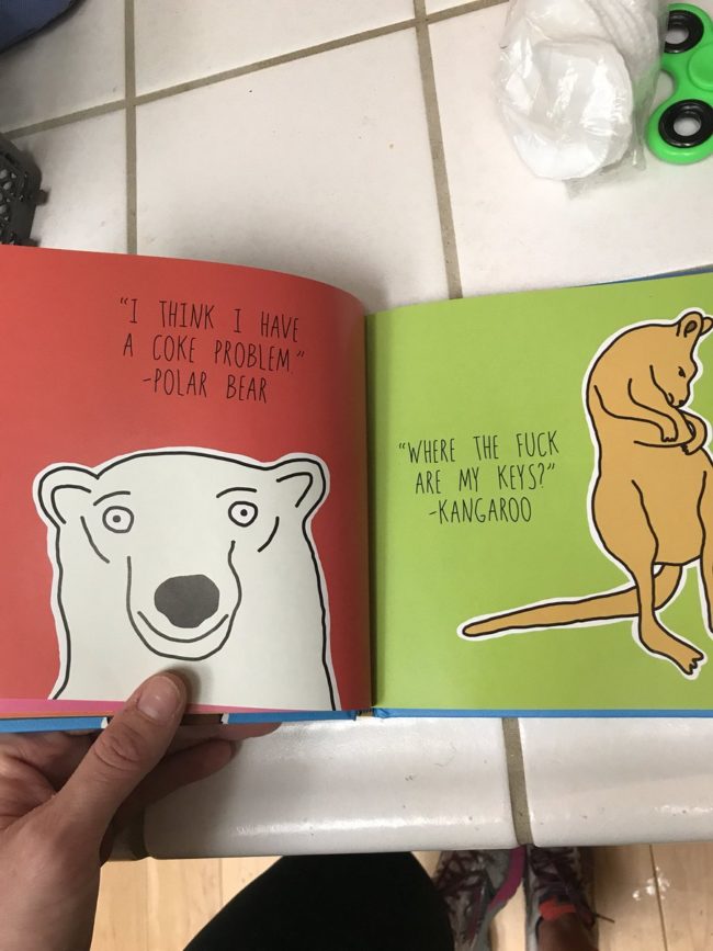 Written for kids, though? Definitely not, as Tiffany realized when she looked through the pages herself.
