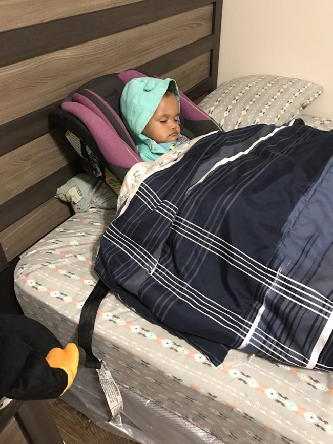 When Williams went in to check in on her daughter, she had to leave the room in hysterics, fearing that her laughter would wake up snoozing kiddo.