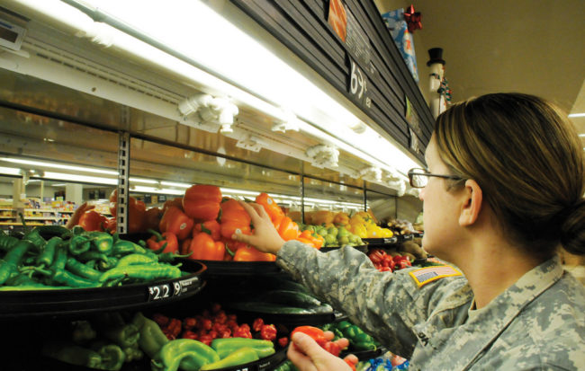 Military.com reports about 751,000 food stamp transactions being made at military commissaries in 2015, adding up to around $80 million in purchases.