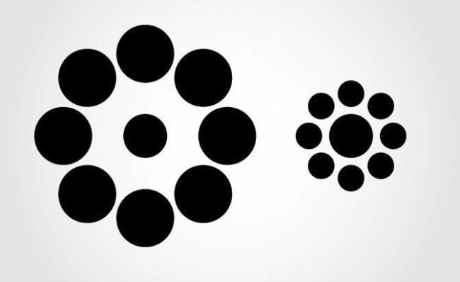 The circles in the center are the same size.