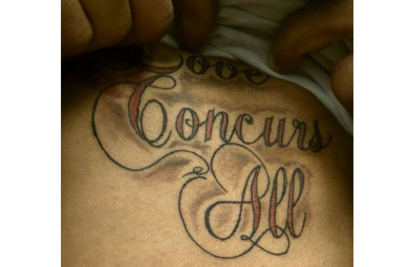 Love doesn't "concur" anything.