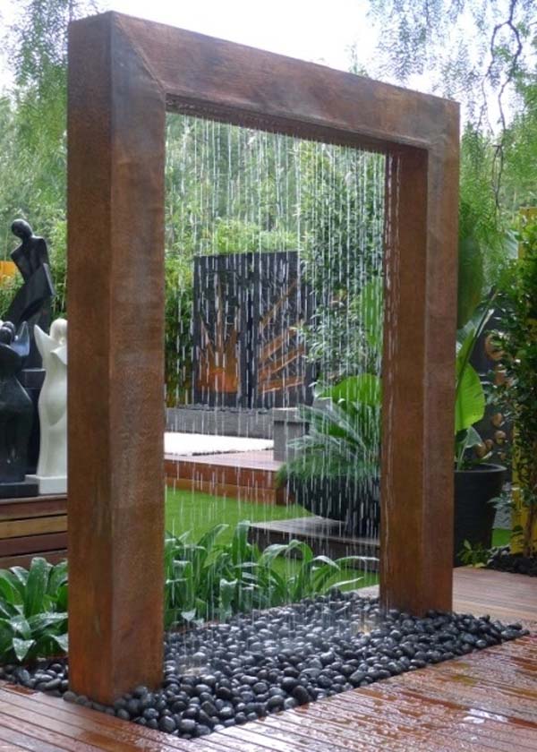 26.) This copper rain shower is decorative, but it can also help you cool off on hot days.