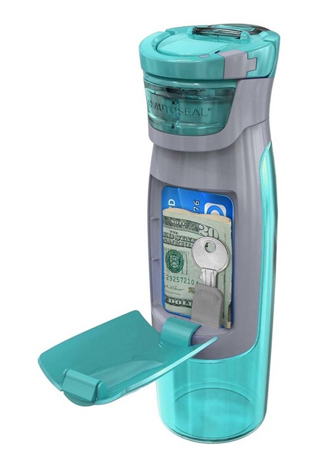 Water bottle for storing all your valuables. Great for the gym.