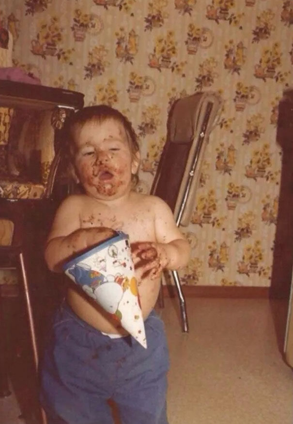 He's drunk on chocolate and birthday power.