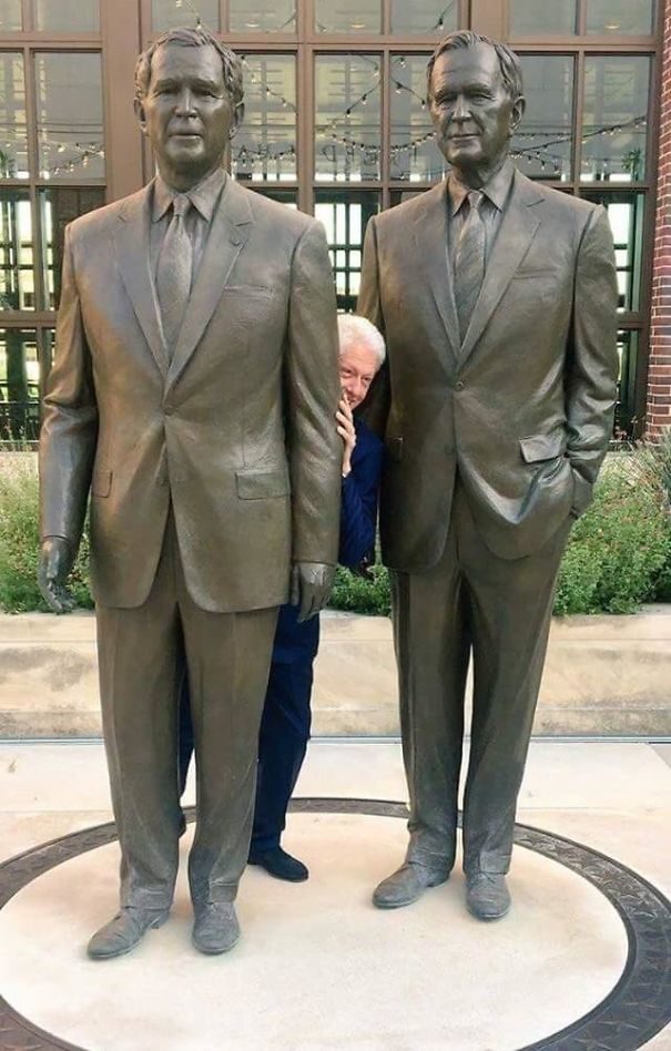 "Clinton hiding in the Bushes."